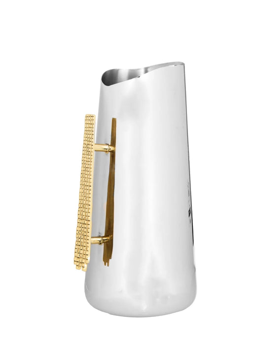 Pour your water with grace with this grand looking stainless steel pitcher and gold mosaic handles. Place them on a dinner table to perfect its decor with a touch of elegance. Sold by KYA Home Decor