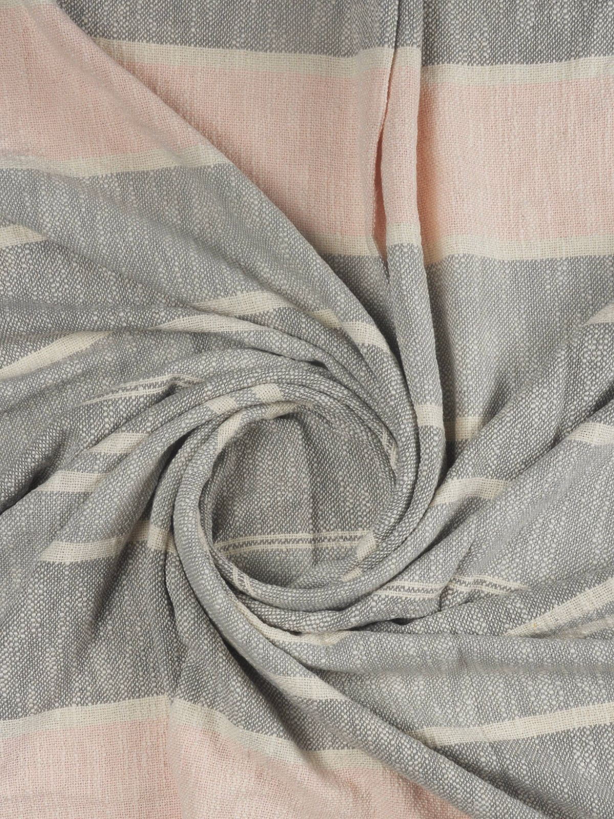 Touch of Blush Striped 100% Cotton Throw Blanket with Fringe.