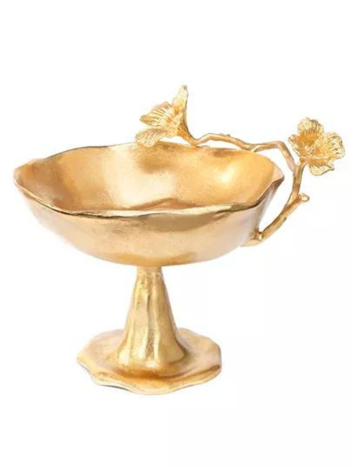 13D Footed bowl with gold lustrous finish along with a unique flower design sold by KYA Home Decor