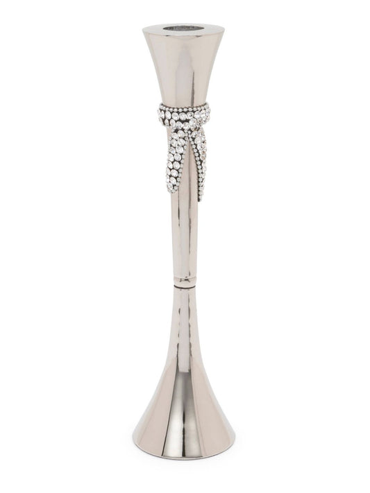 12.25H Stainless Steel Candlestick Holder with Diamond Ribbon Knot Design. Sold by KYA Home Decor. 
