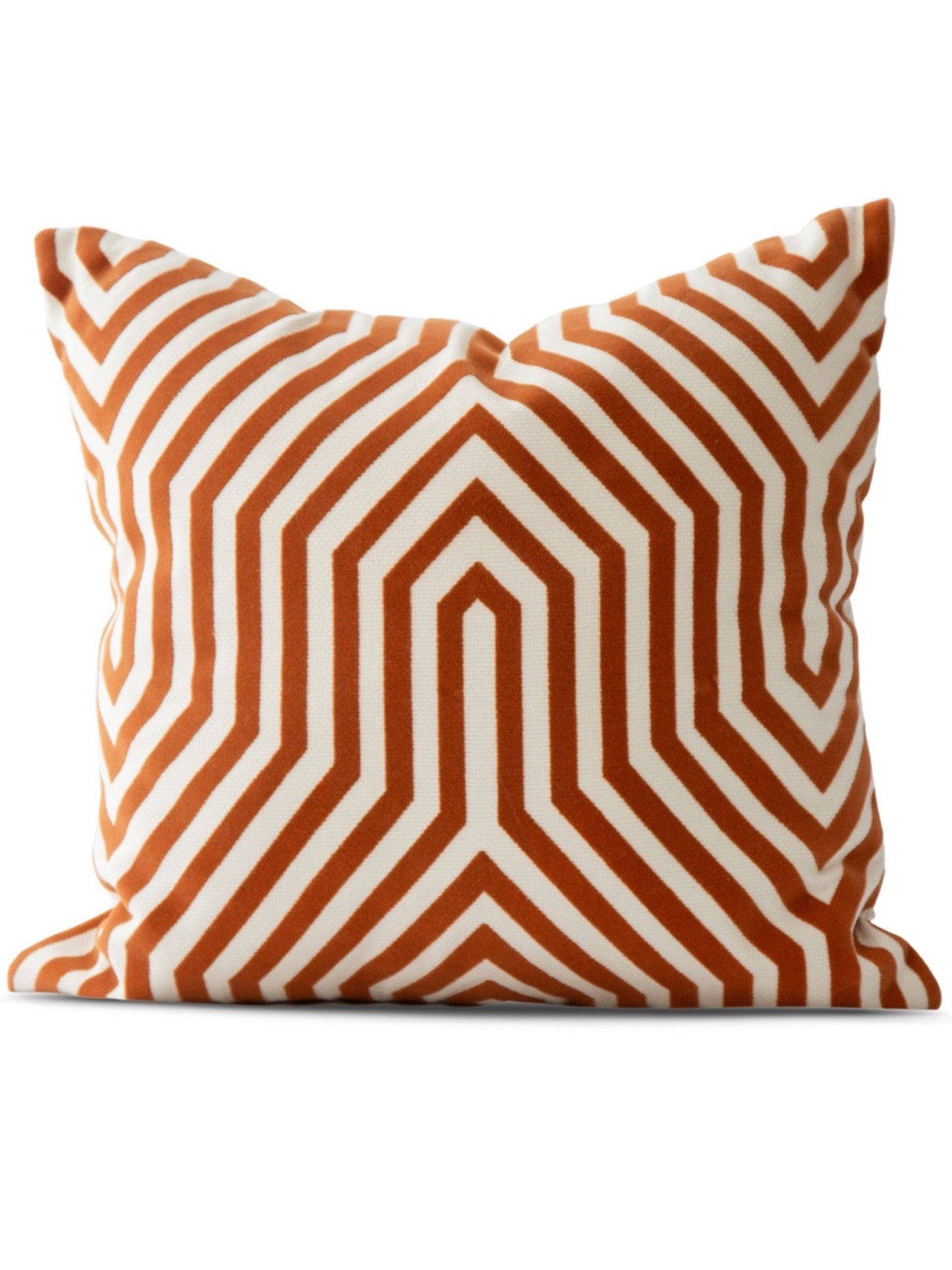 The Nuova Modern Geometric throw pillow is sure to make a statement in your home with a linen-textured 100% cotton cream woven fabric layered with a yarn-dyed contrast pattern. Available in 2 colors sold by KYA Home Decor 