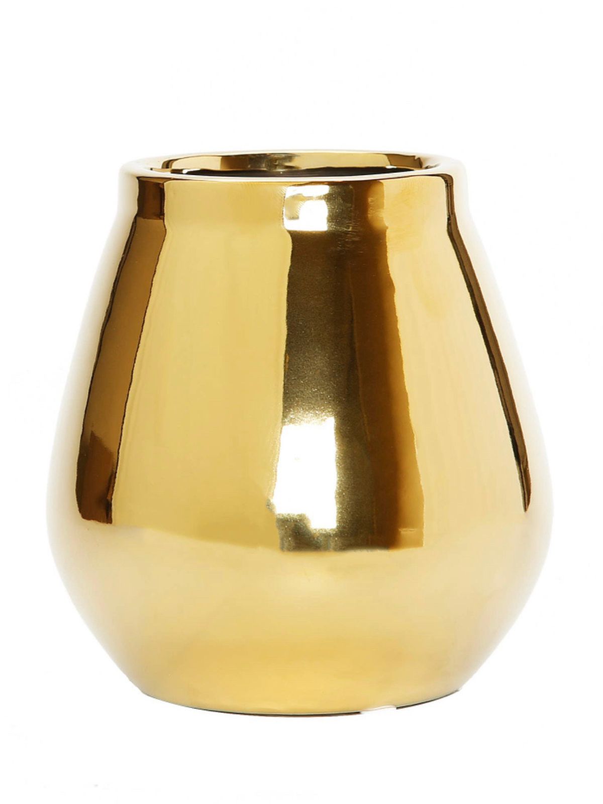 5H Gold Metallic Ceramic Wide Bud Decorative Vase - KYA Home Decor 