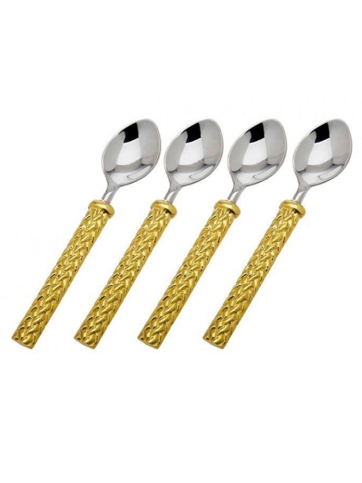 Stainless Steel Dessert Spoons with Gold Mosaic Designed Handles.