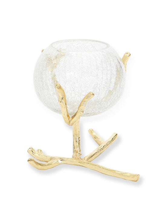 Glass Centerpiece Bowl on Stainless Steel Gold Branch Base sold by KYA Home Decor.