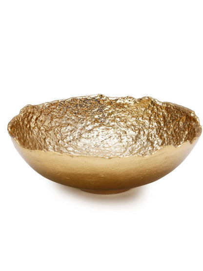 Raw Edged Stainless Steel Gold Metallic Bowl Sold by KYA Home Decor, Measures 11.5D x 7.25H.