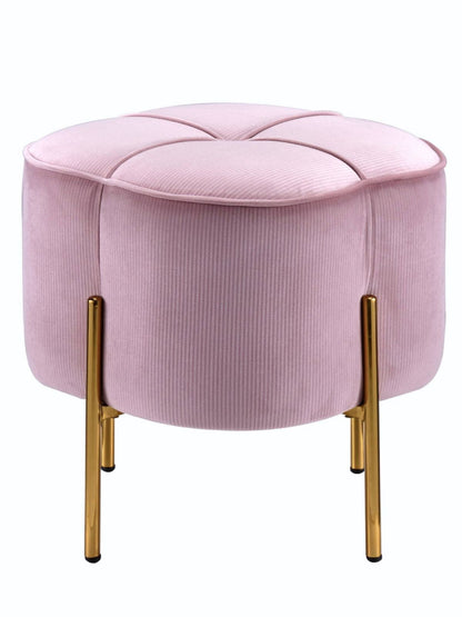 This Bergia ottoman features straight gold metal legs and fully padded seat in velvet fabric with a ribbed pattern, it showcases a modern appearance  that will sure to grab glances.