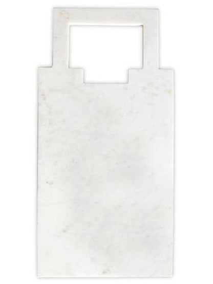18L White Marble Serving Tray with Square Handle. 
