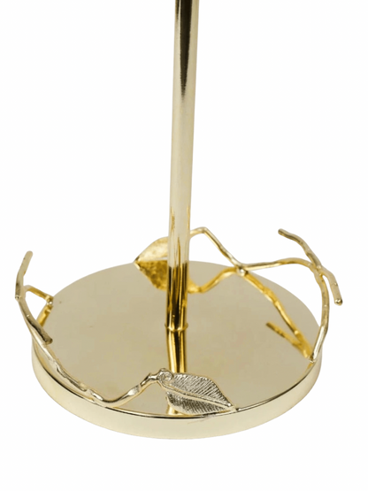15H Luxury Gold Leaf Detailed Stainless Steel Paper Towel Holder Bottom View.