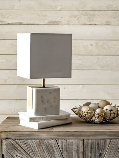 White Marble Table Lamp with Ivory Shade sold by KYA Home Decor.
