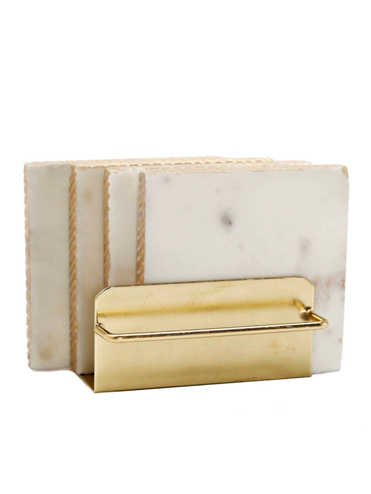 These 4 Inch Gold Edge Marble Coasters come with a beautiful Gold Metal Holder available at KYA Home Decor