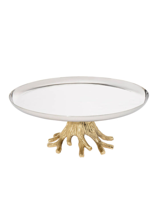 12D Stainless Steel Gold Branch Footed Cake Plate, Sold by KYA Home Decor. 