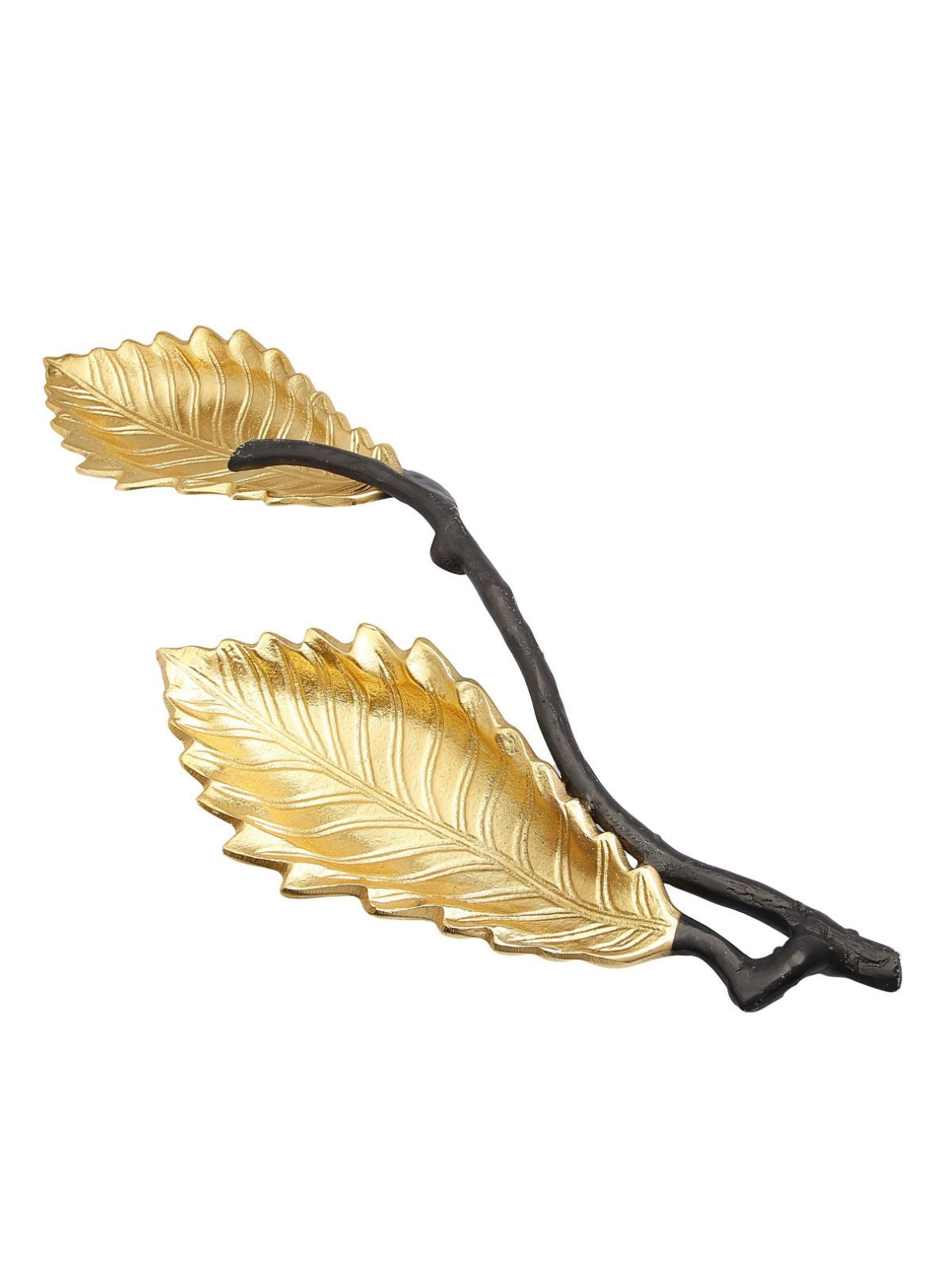 The Due Livelli Gold Dish with Black Branches is artfully crafted from quality stainless steel and 100% food safe. This Elegant piece is Available at KYA Home Decor
