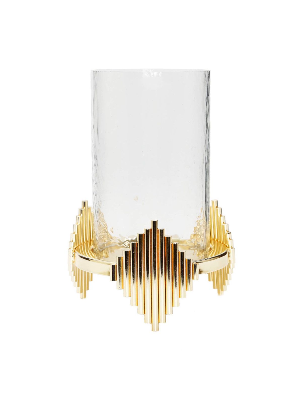 This stunning Glass Dome Candle Holder has an amazing Gold Diamond Design, Available in 2 Sizes.