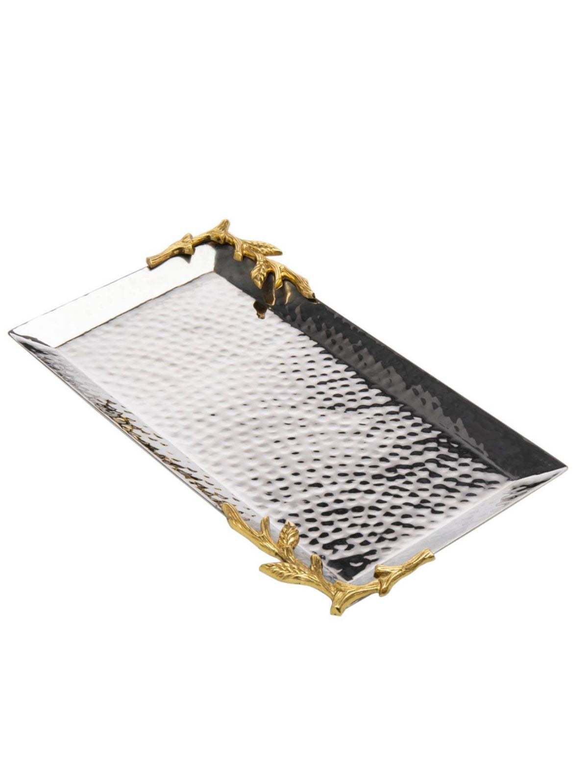 Stainless Steel Tray  With Gold Tone Branch Design with sold by KYA Home Decor.