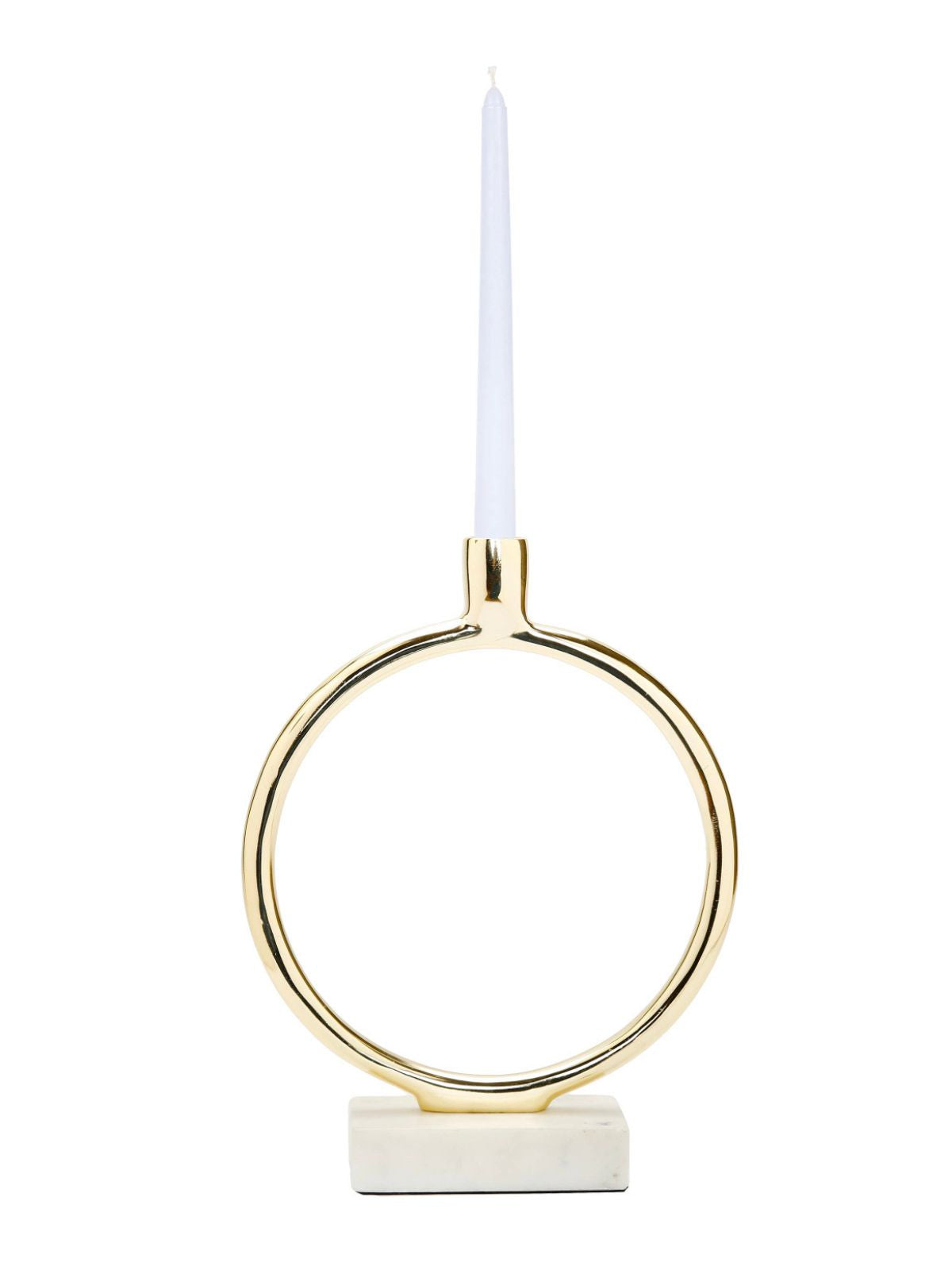 Gold Metal Circular Taper Candle Holder on Marble Base. Available in 2 sizes, Sold by KYA Home Decor