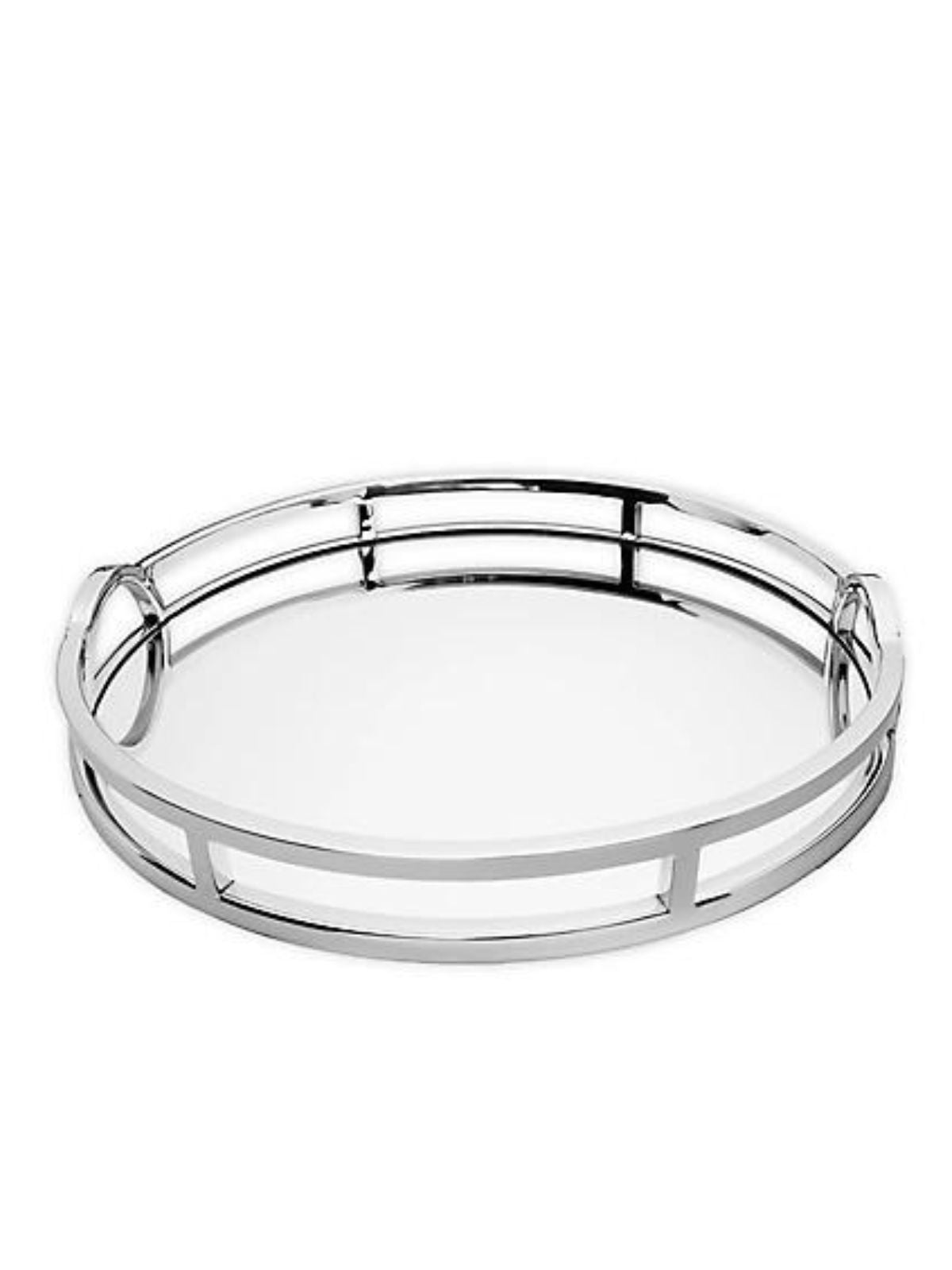 Stainless Steel Mirrored Tray with Modern Loop Design, 15D.