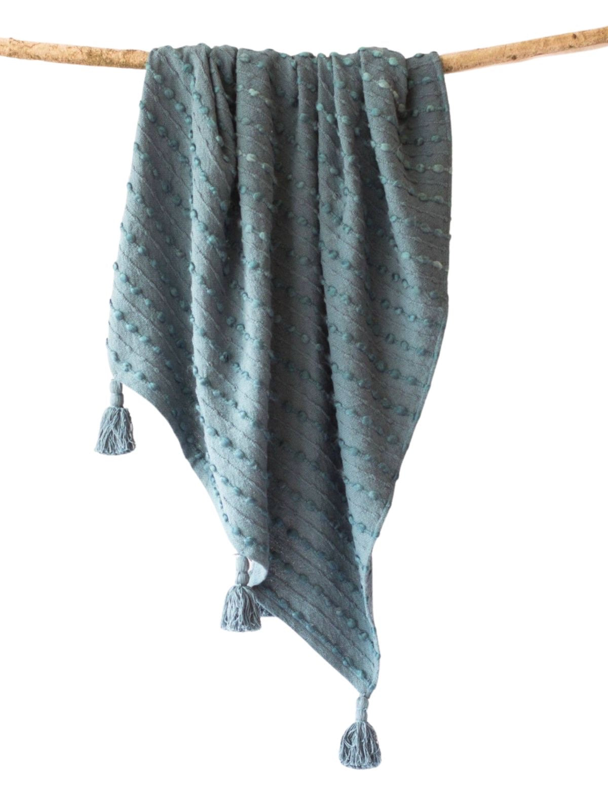 Decorative Throw Blankets Made with 80% Handwoven Cotton and 20% Acrylic Blue Hand-dyed Color, 50W x 60L.