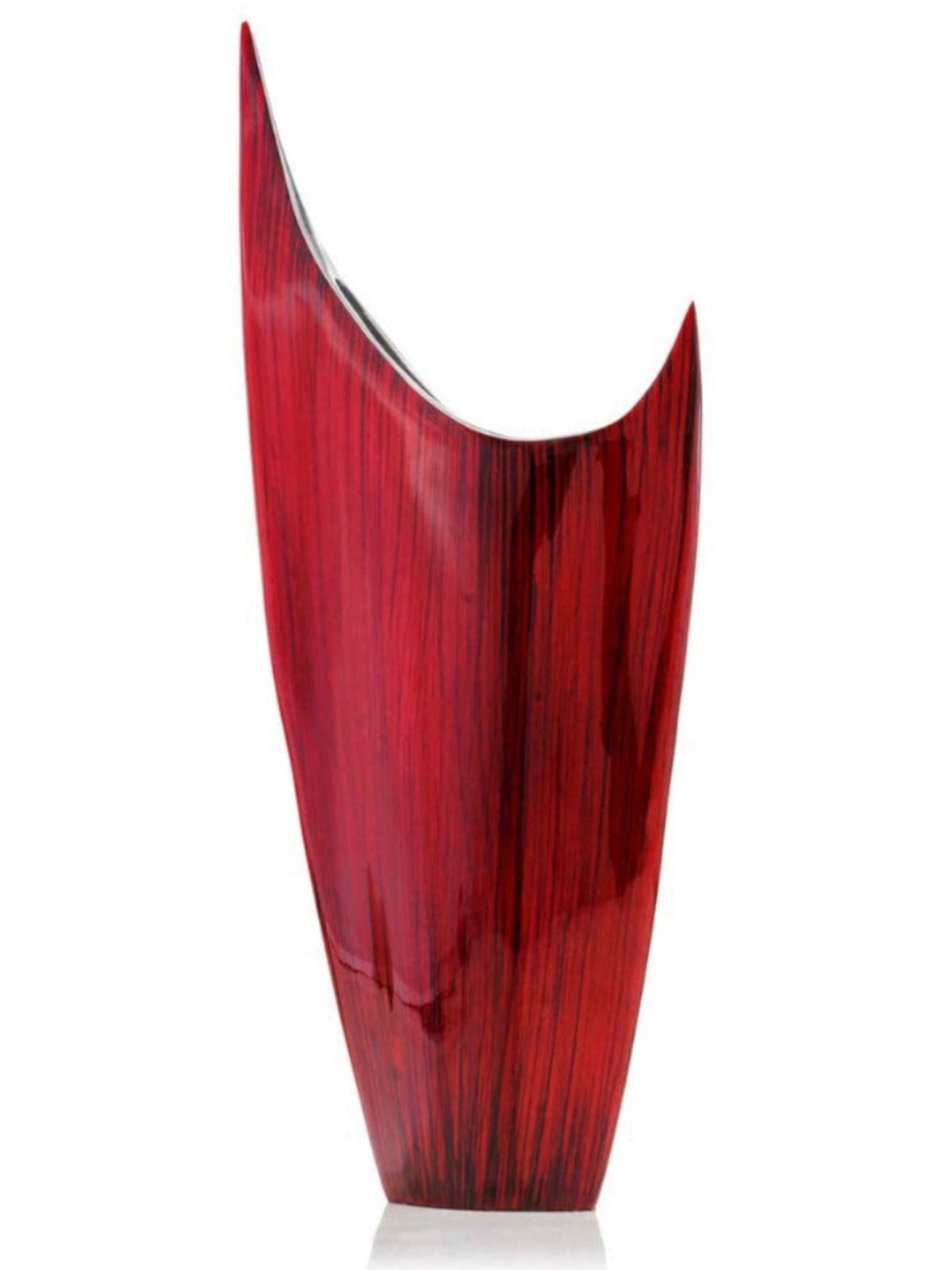 18H Pointed Red Glaze Aluminum Designer Vase - KYA Home Decor.