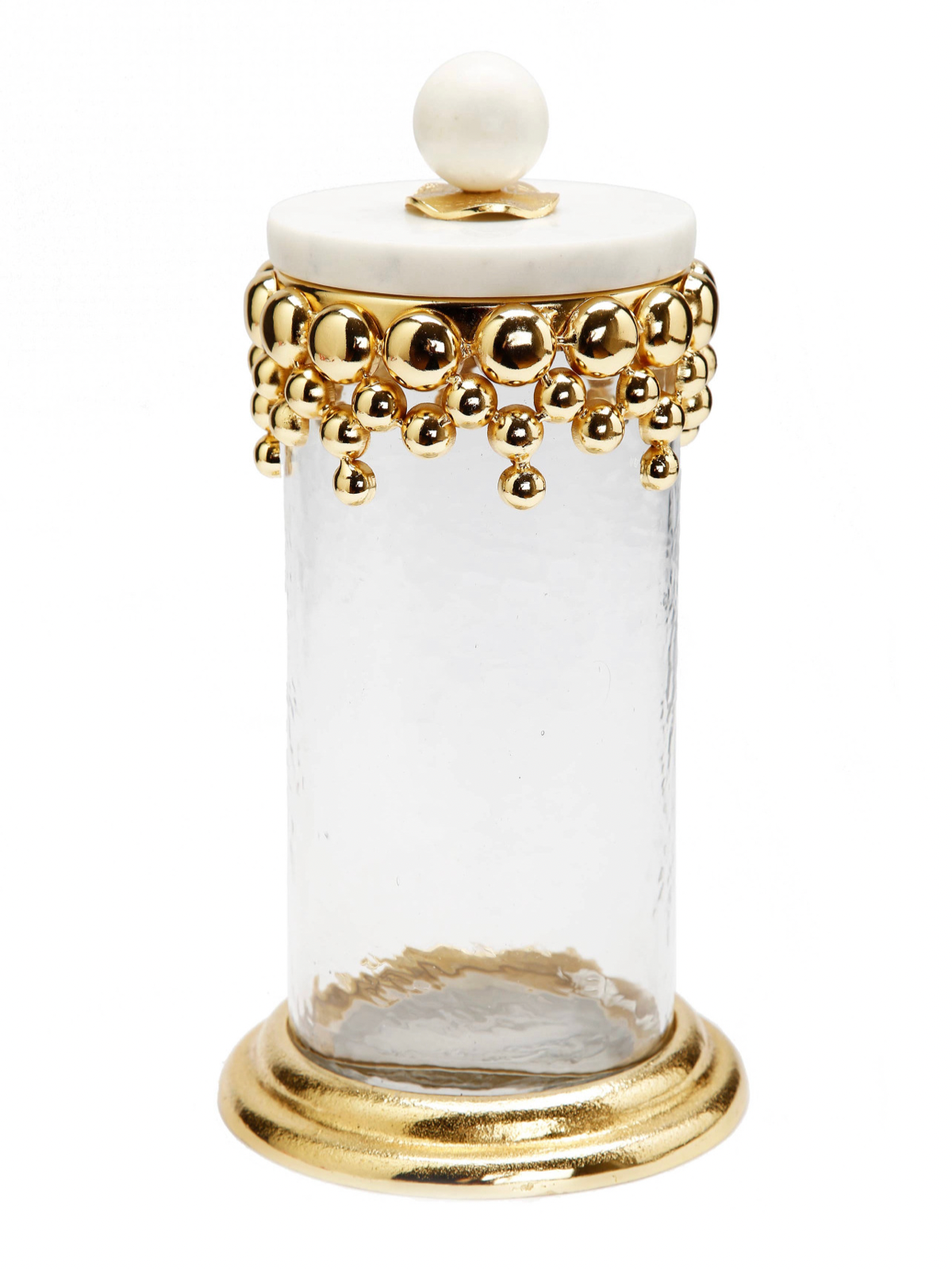 11.25H Luxury Kitchen Glass Canister With Gold Tear Drops Design and Marble Lid - KYA Home Decor. 