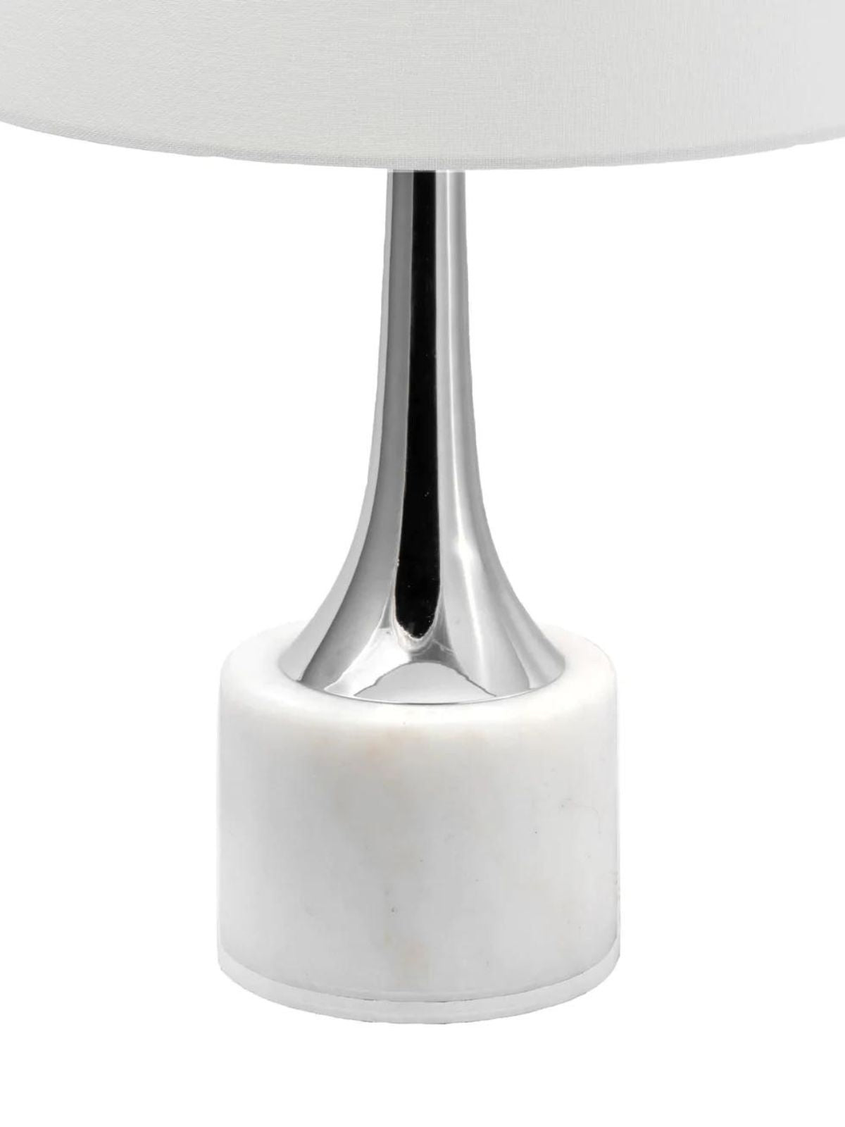 White and Silver Table Lamp on Marble Base, sold by KYA Home Decor.
