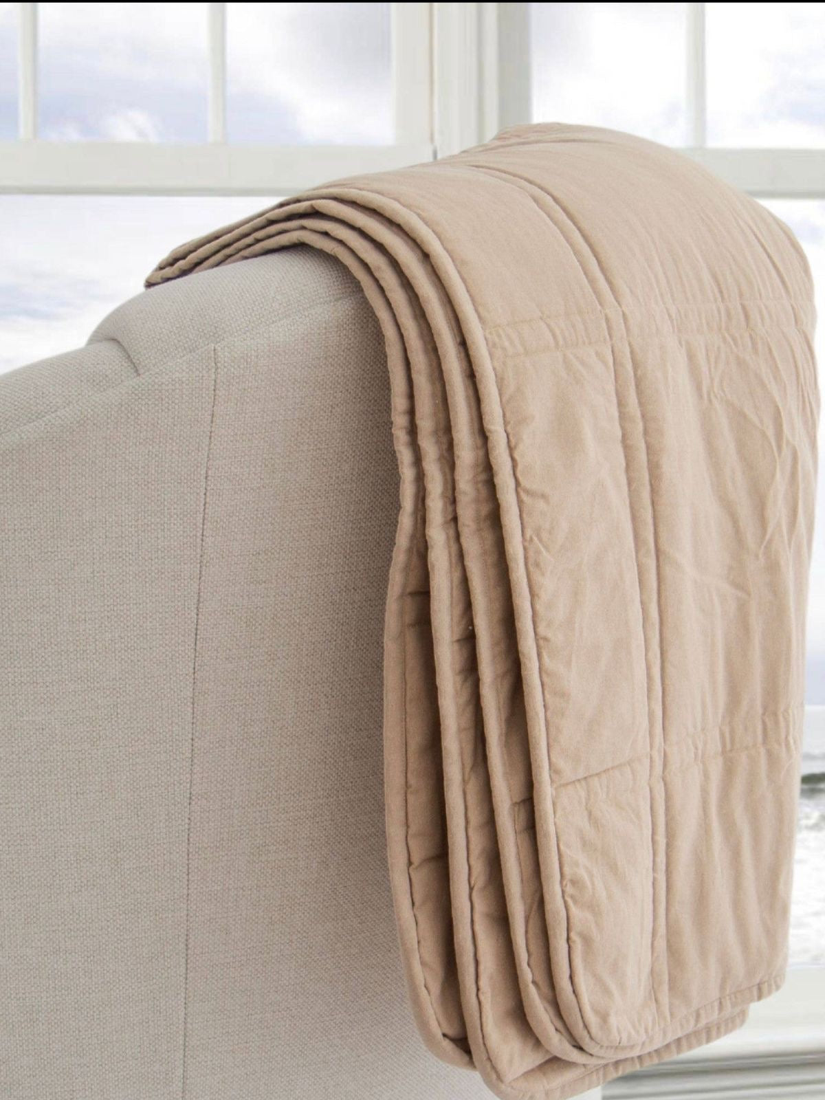 100% Matelasse Cotton Beach House Decorative Throw Blanket in Luxurious Greige Color, 50W x 60L.
