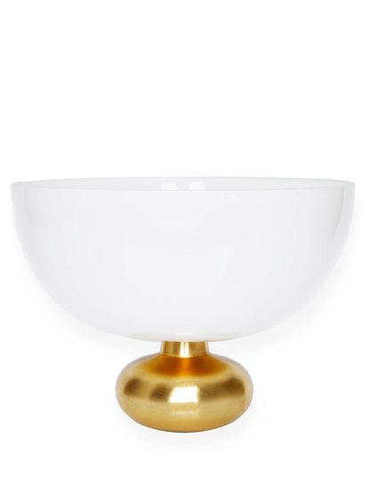 White Glass Footed Bowl on Lustrous Gold Base Sold by KYA Home Decor.