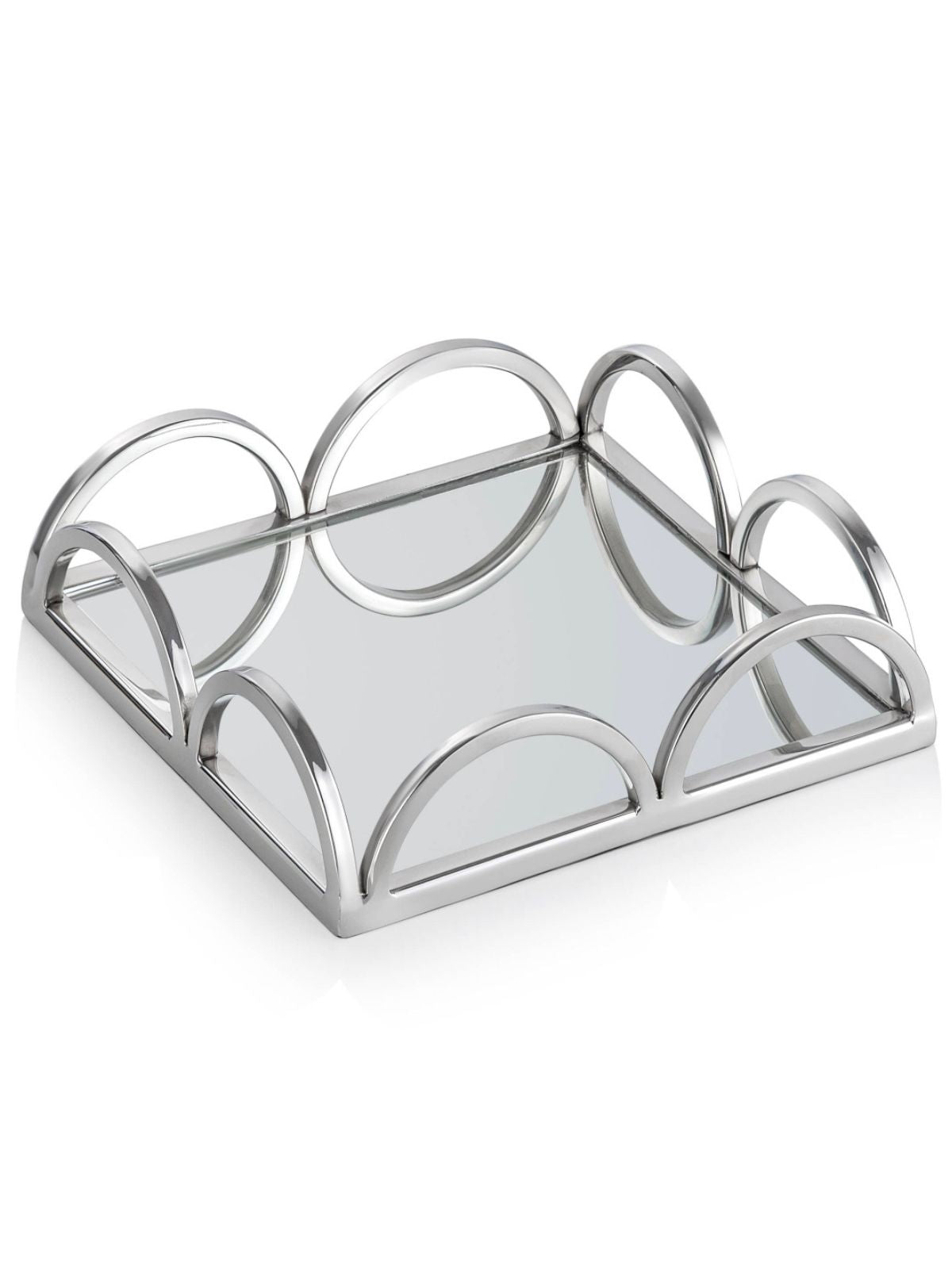 8 inch Squared Mirror Napkin Holder with Chrome Loop Bars sold by KYA Home Decor.