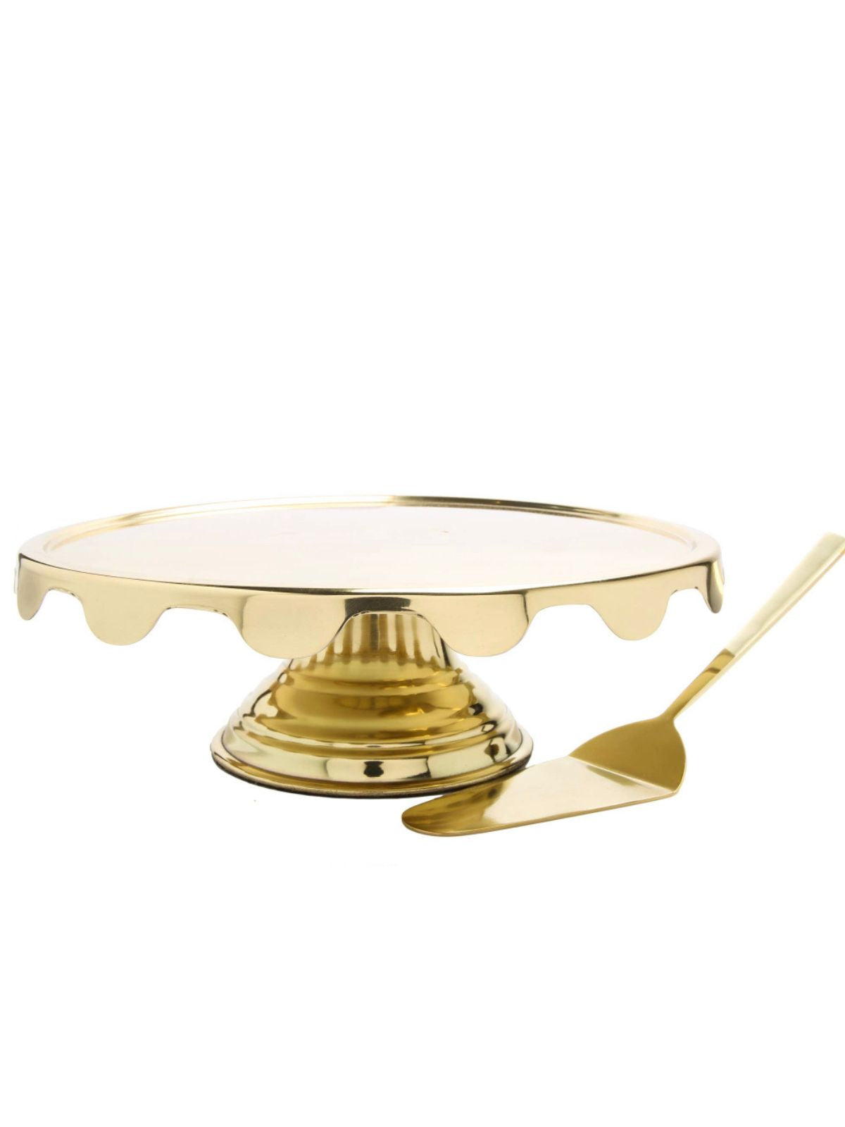Gold Stainless Steel Cake Stand and Server Set sold by KYA Home Decor.