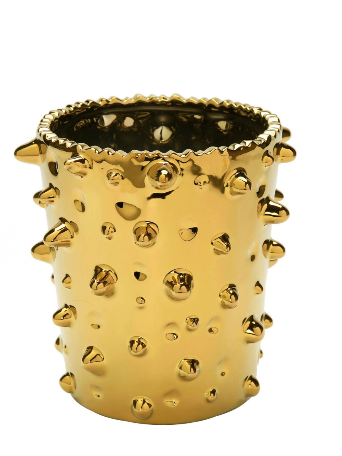 7H Gold Ceramic Decorative Vase with Dimensional Studded Design. Sold at KYA Home Decor.