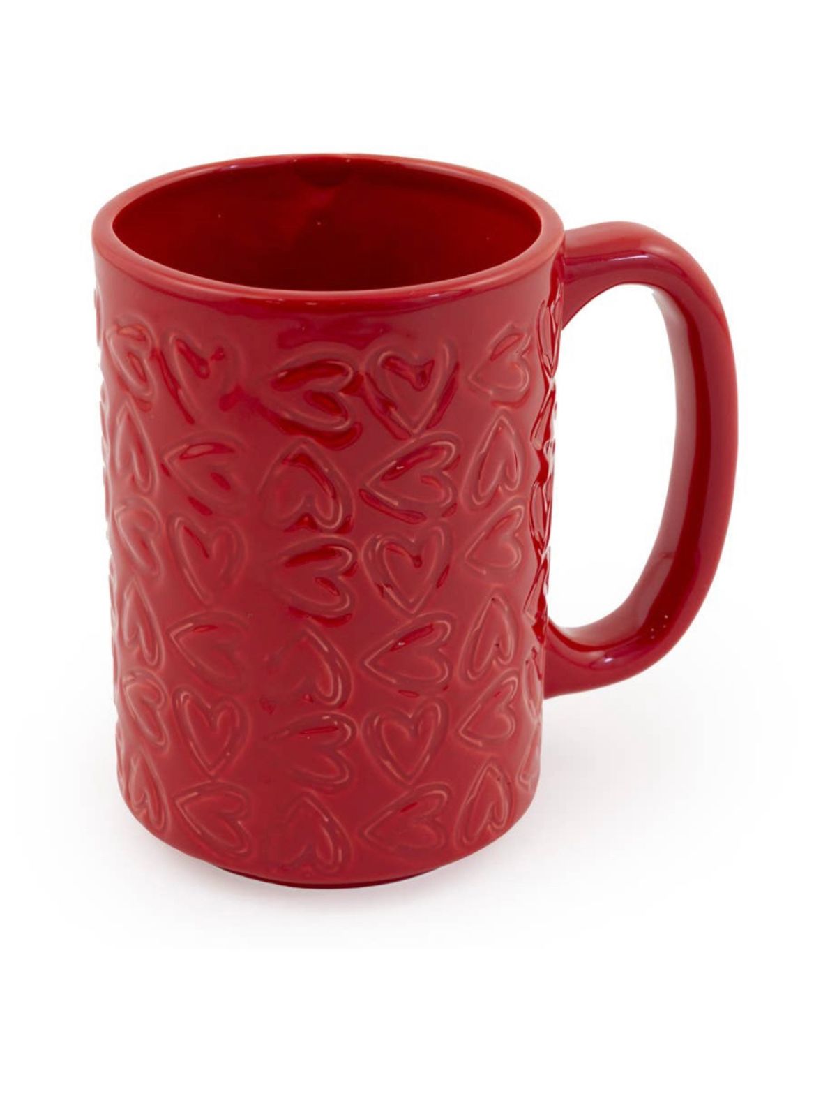 16oz Red Ceramic Coffee Mug with Valentine Hearts on the exterior sold by KYA Home Decor. 