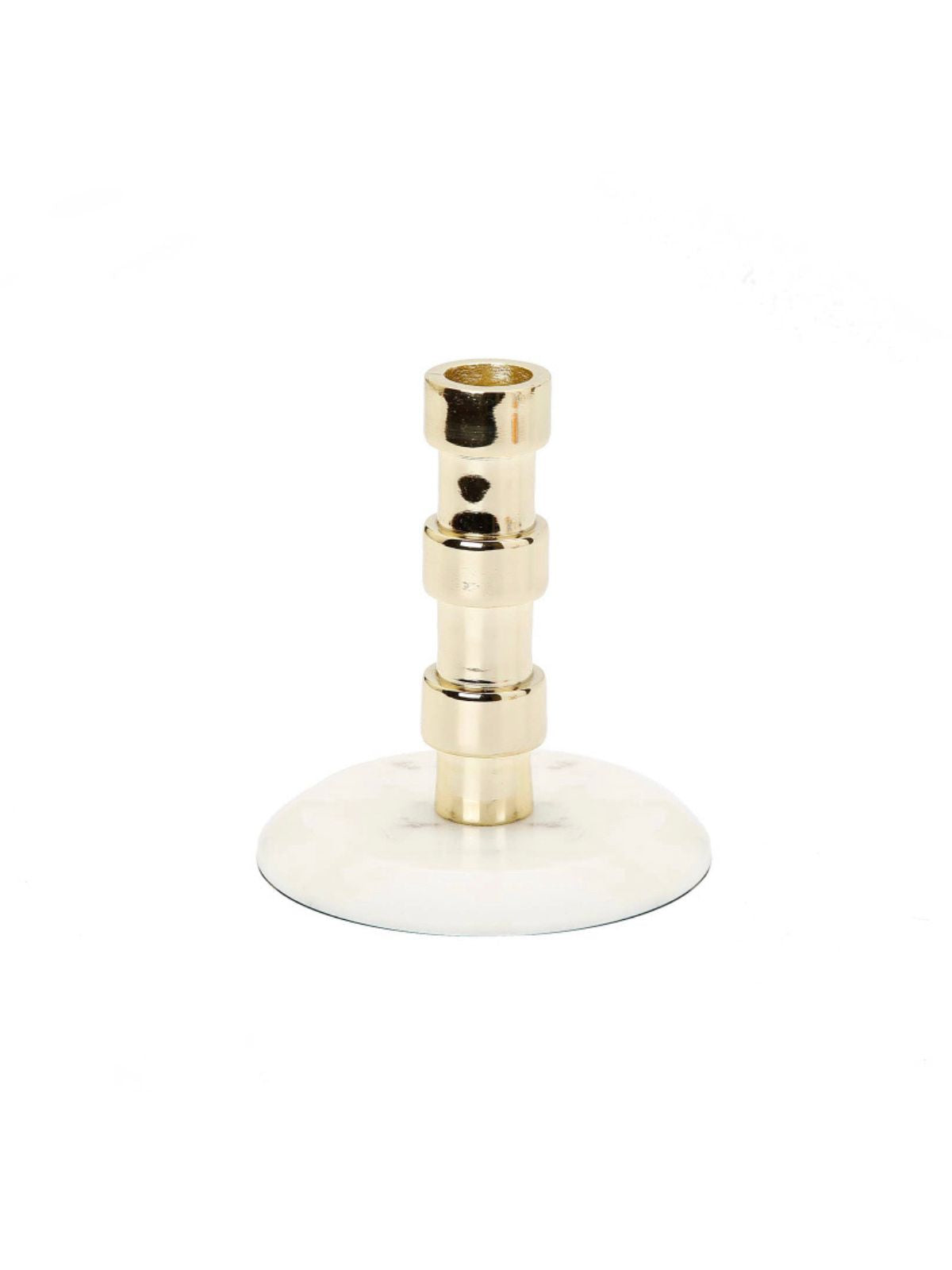 Gold Taper Candle Holder on Marble Base, Measures 5.5H.