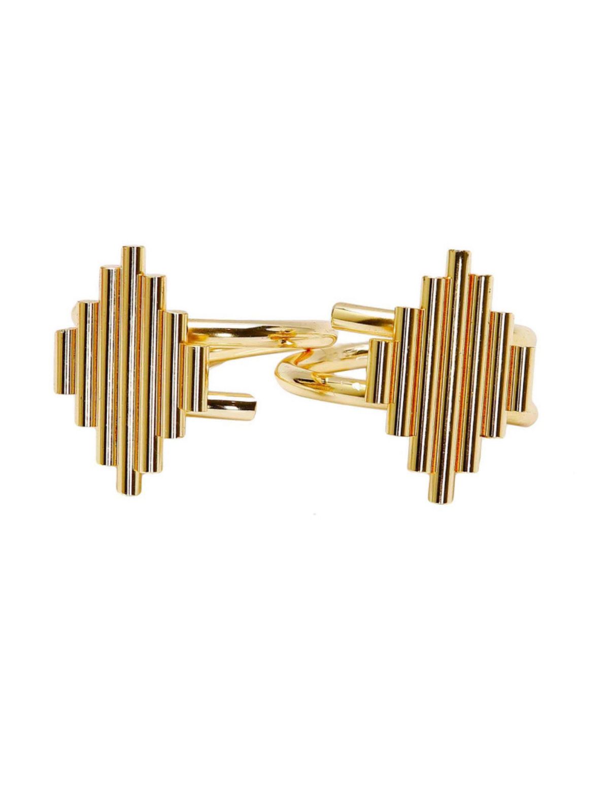 Set of 2 Luxury Stainless Steel Napkin Rings With Gold Diamond Design - KYA Home Decor.