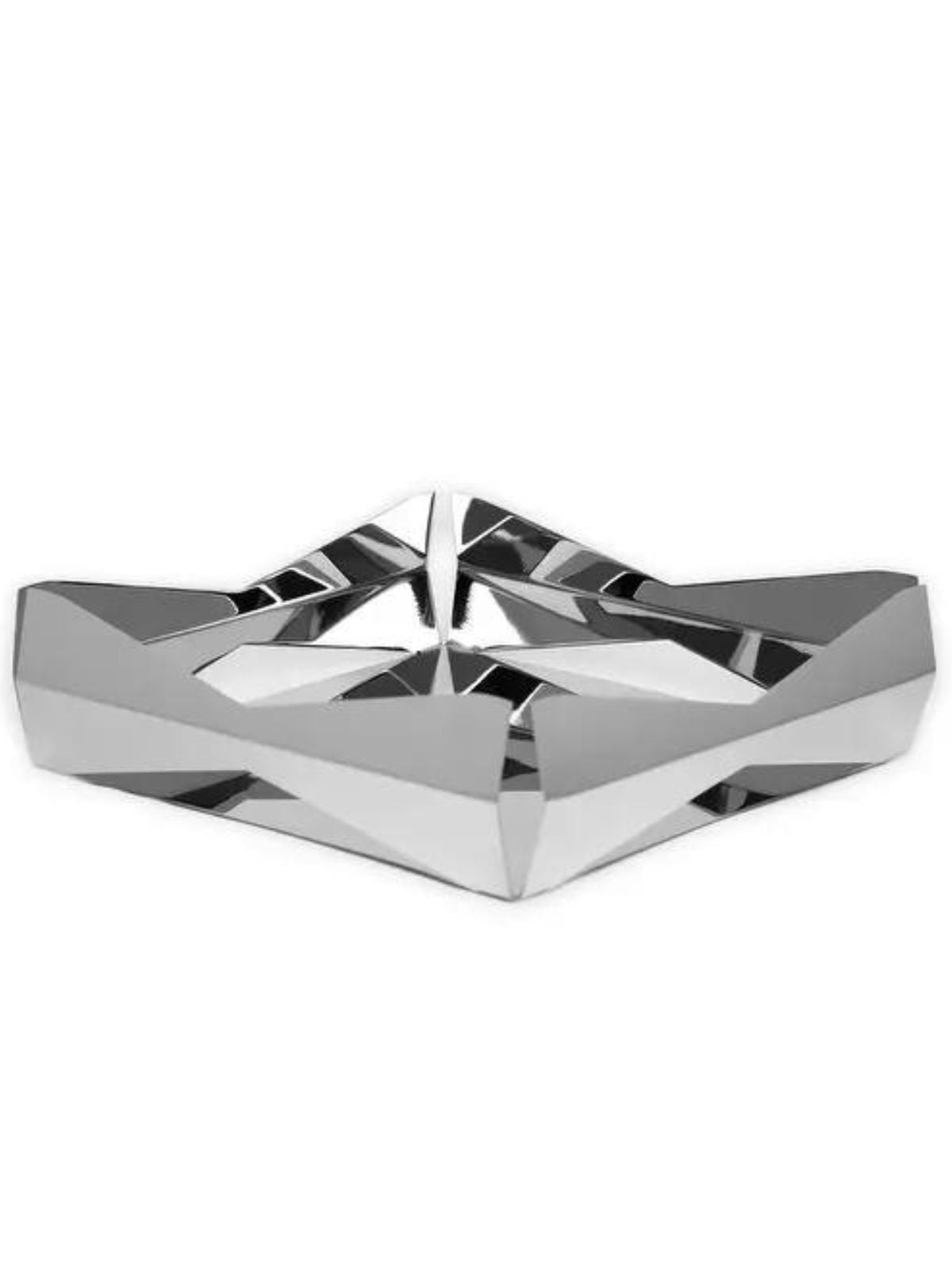 Chrome Stainless Steel Square Decorative Tray with V Design sold by KYA Home Decor, 8W x 8L.