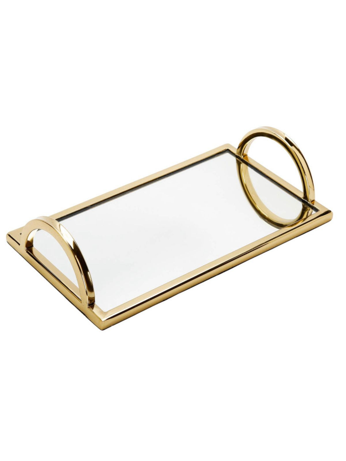 Small Rectangular Mirrored Tray with Gold Edging and Handles sold by KYA Home Decor. 