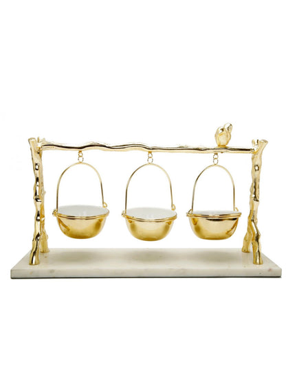 Marble Tray with 3 Hanging Bowls and Bird Design Sold by KYA Home Decor.