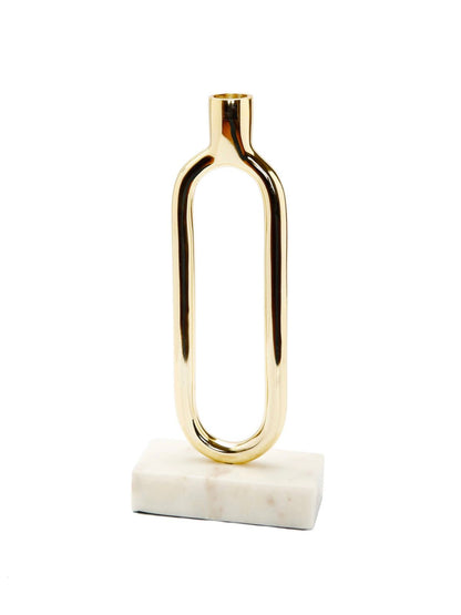 11.75H Gold Loop Taper Candle Holder on Marble Base. Sold By KYA Home Decor.