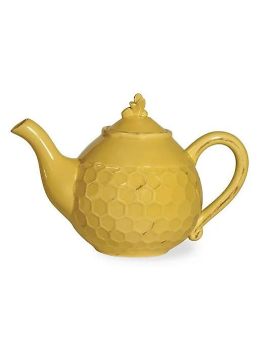 Make a bold statement at any meal with this charming tea pot. Crafted in durable ceramic, each dark yellow piece is embossed with a honeycomb pattern and a bee. 