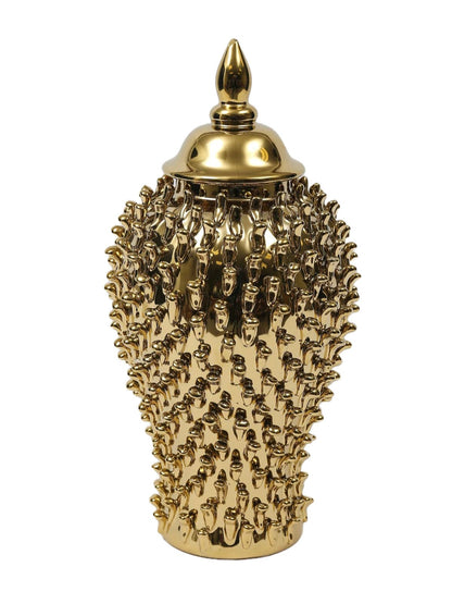 Gold studded luxury decorative ginger jar with lid, 24H. 