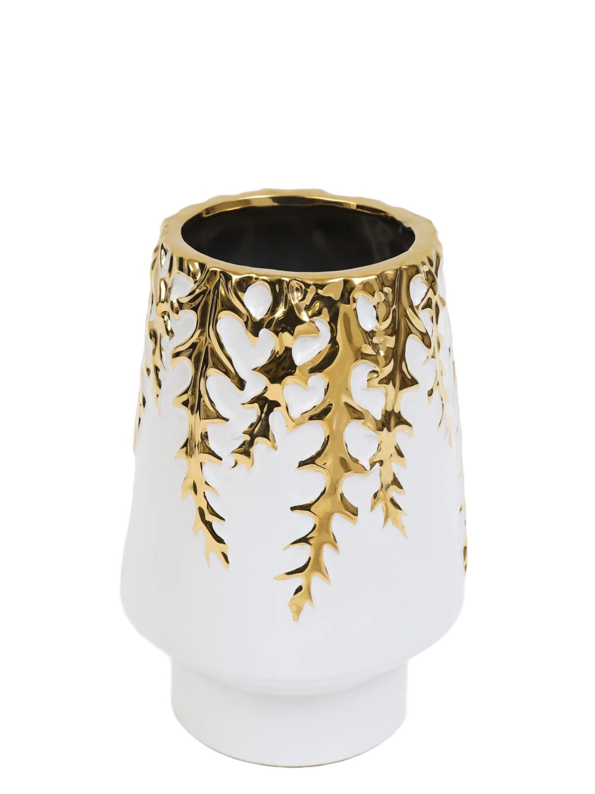 9H White Decorative Vase With Luxury Gold Vine Pattern - KYA Home Decor