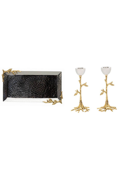 Set of 2 Luxury Gold Branch Candlestick Holders with Stainless Steel Tray sold by KYA Home Decor. 