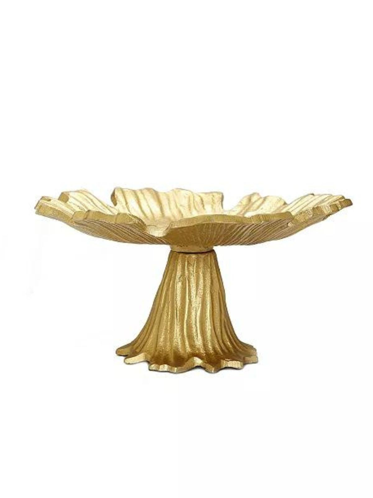 10.75D Stainless Steel flower cake plate with flashy Gold color, Sold by KYA Home Decor
