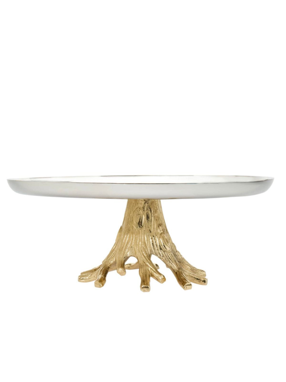12D Stainless Steel Luxurious Gold Branch Footed Cake Plate