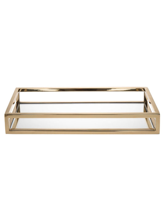 Stainless Steel Gold Rectangular Mirrored Decorative Tray, 14L x 7W. 