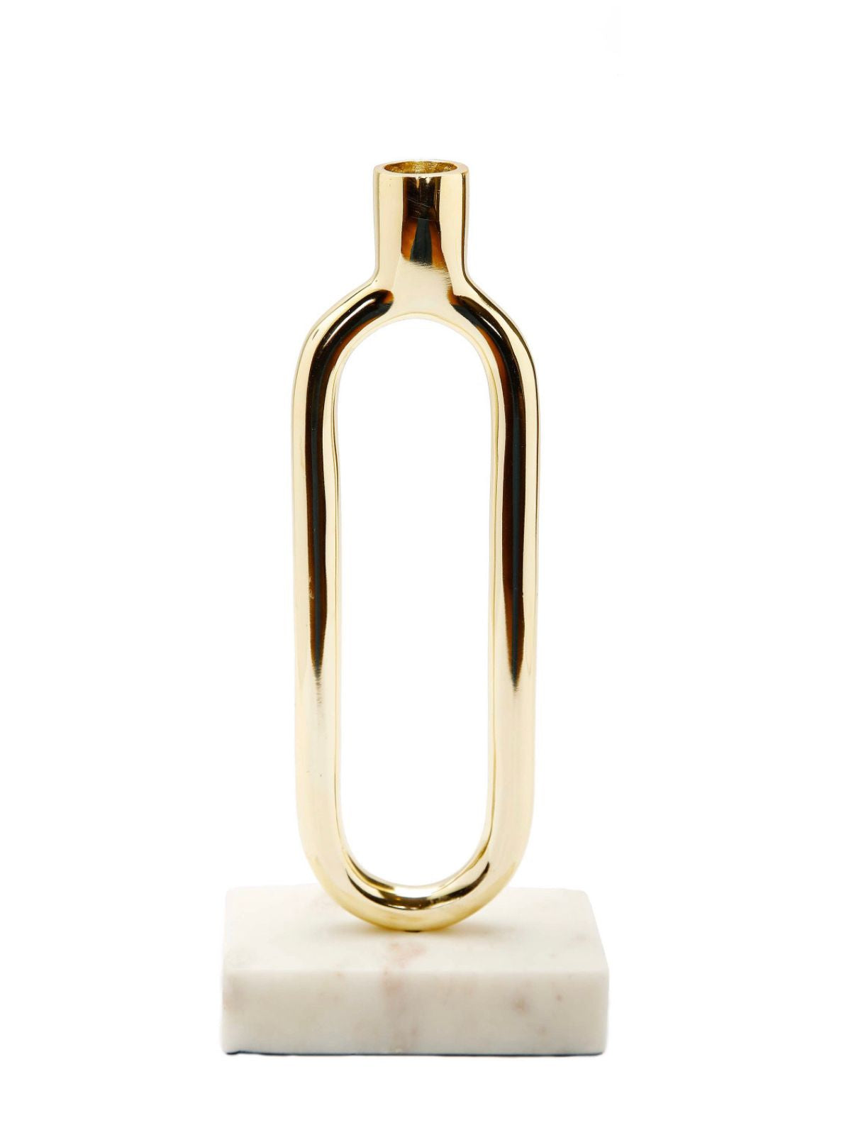 11.75H Gold Loop Taper Candle Holder on Marble Base. Sold By KYA Home Decor.