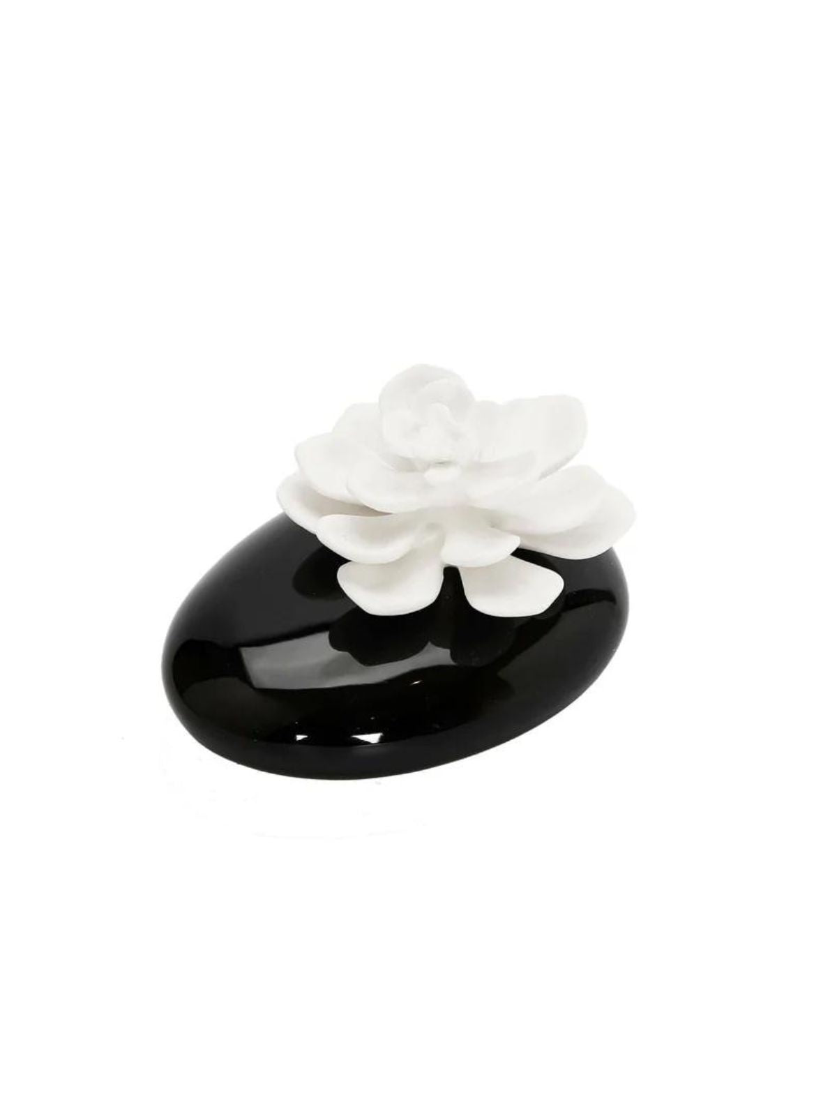 Dispense the scent of oils into the air with this Black Diffuser with White Dimensional Flower - KYA Home Decor.