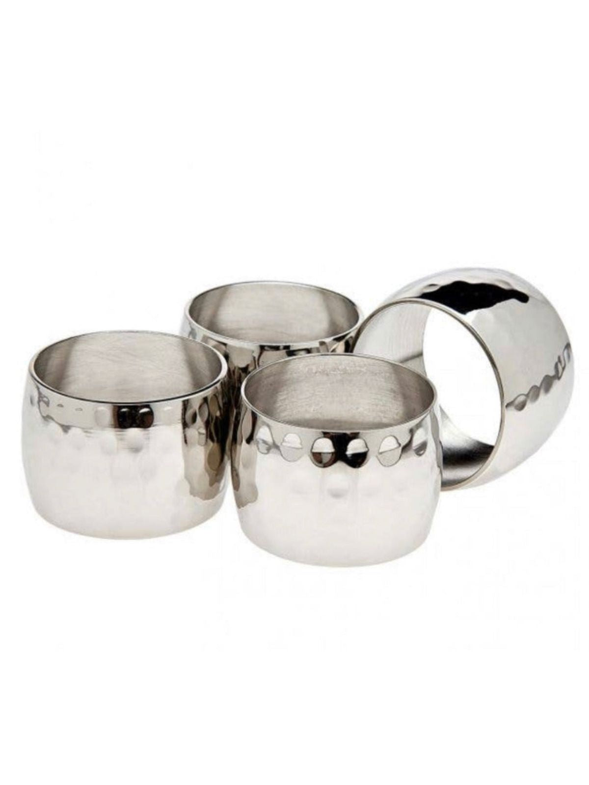 Set of 4 Round Hammered Silver Napkin Rings sold by KYA Home Decor. 