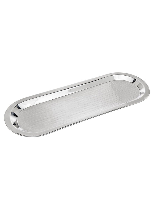 16 inch Length Stainless Steel Hammered Oblong Serving Tray Sold by KYA Home Decor.