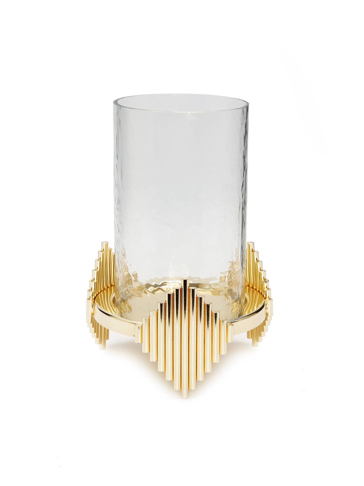 This stunning Glass Dome Candle Holder has an amazing Gold Diamond Design, 4D x 8H.