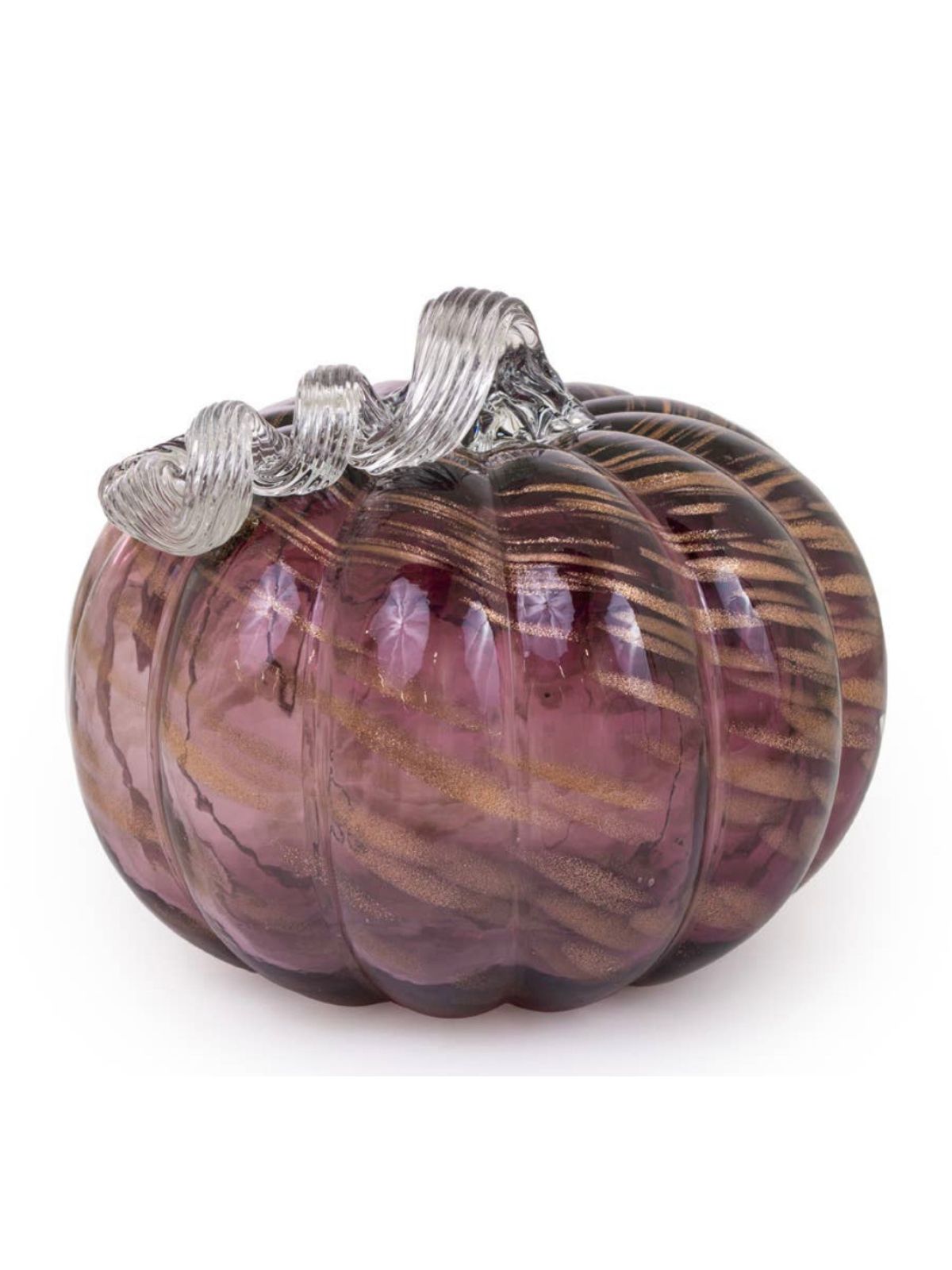This Gorgeous mauve glass pumpkin makes an ideal seasonal table top or mantle display. Display alone or pair with more glass pumpkins and create your own seasonal arrangement.