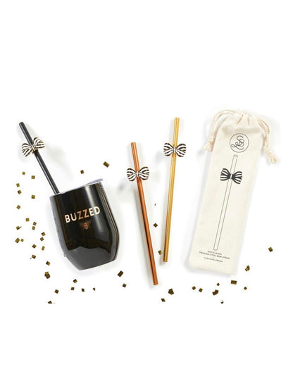 Sip in style AND save the turtles! This reusable stainless steel straw has a cute removable bow charm! Set includes 2 cleaning brush and 2 stainless steel straw with drawstring bag for easy storage. Sold by KYA Home Decor